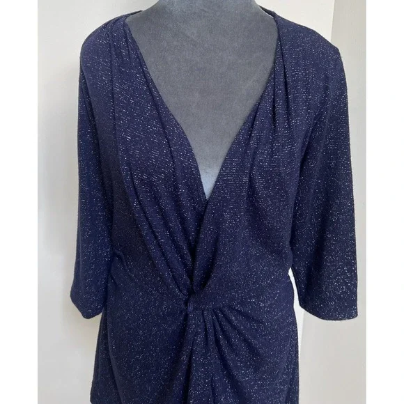 Kiyonna Top 0X =10 12 Bellini Blue Star Night Glitter Slimming Versatile $68 - Picture 5 of 16